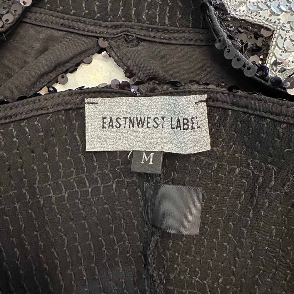 EastnWest Sequin Star Embellished Black Bralette - Picture 3 of 4